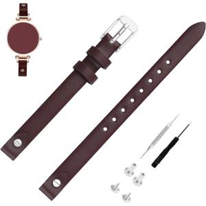 8mm Women Leather Watch Bands Compatible Fit for Fossil 8 mm ES2829 ES2830 ES3060 ES3076 ES3077 ES3148 ES4119 ES4176 ES3262 ES3077 Replacement Watch Strap Wirstband Bracelet For Men and Women (Brown)