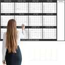 2026 Jumbo Oversized Wall Calendar 58x37in Wet Dry Erase 12 Month Annual Yearly Extra Large Wall Planner Gray Laminated Paper Wall Calendar with Note for School Home Office Planning,Cut into 3pcs