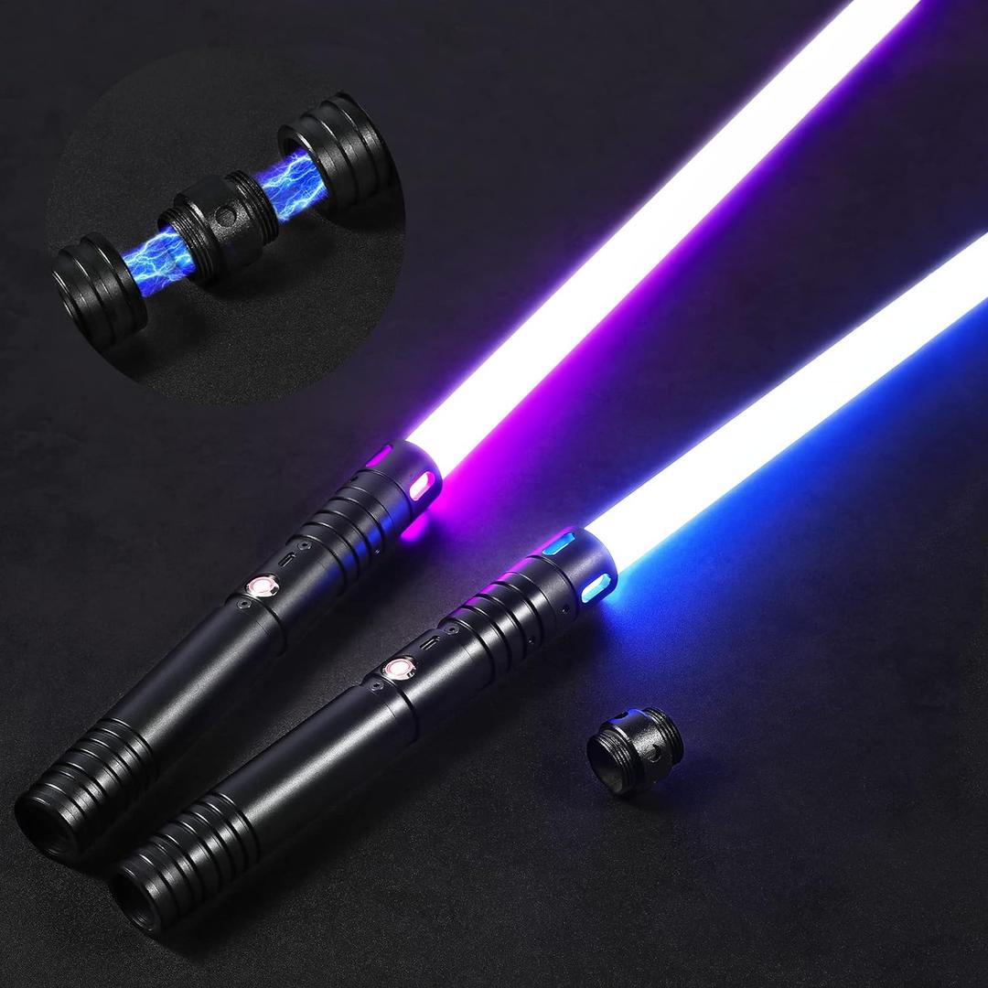 2Pack FX Dueling Lightsaber Battle Sounds Metal Hilt Update 20 Colors Changeable 4 Modes 2 in 1 Light Sabers Perfect Christmas Halloween Present for Kids