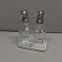 Soap Dispenser - 2 Pack, Antique Design Thick Glass Hand Soap Dispensers with Sturdy Tray; 304 Rust Proof Stainless Steel Silver Pump, 12Pcs Stickers, for Kitchen, Bathroom