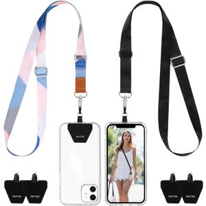 OUTXE Phone Lanyard- 2-Pack Adjustable Neck Strap, 4 Pad, Nylon Cell Phone Lanyard Compatible with All Smartphone