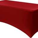 Obstal Spandex Table Cover 6ft Fitted Tablecloth Rectangular - Stretch Rectangle Folding Table Cloth for Birthday Party Wedding Banquet, Dark Red, 72L x 30W Inch