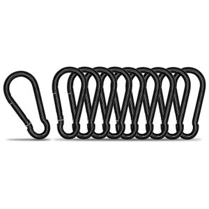 Small Carabiner Clip Hook, 1.97 inch 10 pcs Black Heavy Duty Spring Snap Hook Key Chain, Carabiners Clips for Outdoor Camping, Swing Set, Hammock, Hiking Travel, Fishing, Quick Link Keychain
