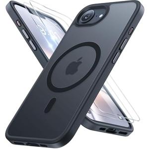 Miracase for iPhone 16e case & iPhone 17e Case for MagSafe [with 2×9H+ Screen Protectors] TOP Military-Grade Protection Shockproof with Velvet Touch for iPhone 16e/17e Phone Case 6.1", Matte Black