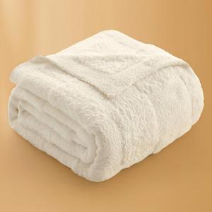 Snuggle Sac Ivory Checkered Throw Blanket for Couch,Cozy Soft Warm Blanket for Sofa Bedroom,Decorative and Giftable Faux Fur Blankets for Women,Solid Ivory,50x60 inches , Pack of 2 