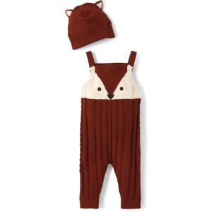 Gymboree Unisex Baby And Newborn Overall Pant Set (6-9 Months, Smoked Paprika Fox)