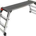 LEADALLWAY Aluminum Work Platform 50"x12" 2 Step Ladder Folding Portable Work Bench with Non-Slip Mat Capacity 660 LBS Heavy Duty