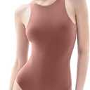 PUMIEY Women's High Neck Sleeveless Bodysuit Sexy Tank Tops Smoke Cloud Collection, XL