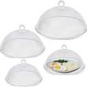 Baderke 4 Pcs Metal Mesh Food Cover 14'' 12'' 11'' 10'' Outdoor Picnic Food Net Covers for Outside Keep out Flies for Table Picnic Camping(White)