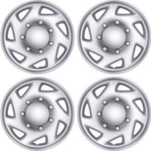 Ford 4-Pack Hubcaps: Wheel Covers Compatible with Ford Van 1998-2023, Truck & Econoline; 16 inch Silver