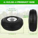 RRQ 10 Inch Pneumatic Wheel 4.10/3.50-4 Tire, 10" Pneumatic Wheels with 5/8" Bearings,2.2" Offset Hub for Garden Cart, Hand Truck, Lawn Cart, Mower (2 Pack)