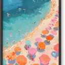HAUS AND HUES Beach Wall Art - Coastal Art Print for Living Room, Beachy Wall Decor for Ocean-themed Bedroom, Modern Coastal Beach Painting(Pink Orange Beach 2, Unframed, 12x16)