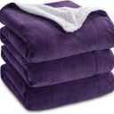 Bedsure Sherpa Fleece Blankets King Size for Bed - Thick and Warm, Soft Fuzzy Plush King Blanket for Winter, Purple, 108x90 Inches (King (108" x 90"), 08 - Purple)