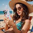 ChiCsFleur for iPhone 13 / iPhone 14 Case, TPU Phone case with Camera Protection for Women Girls Teens - Coastal Holiday Collage Tropical Y2K Bow Gift Disco Hibiscus Shell Lemon Aesthetic Unique (MarineLace)