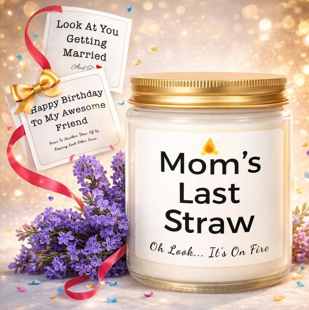 2 x Gifts for Mom, Birthday Gifts for Women, Unique Gift for Mom from Daughter Son, Funny Candle with Replaceable Stickers, Ideal Mothers Day Gift for Moms, Womens, Wife, Her, 450g