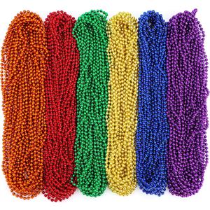 JOYIN 120 Pcs Mardi Gras Multi Metallic Colors Bead Necklaces, Gold Green Purple Necklace Set for Mardi Gras Party Favors Supplies, St. Patricks Day Costume Accessories Decorations