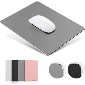 HONKID Metal Aluminum Mouse Pad, Office and Gaming Thin Hard Mouse Mat Double Sided Waterproof Fast and Accurate Control Mousepad for Laptop, Computer and PC,9.05"x7.08", Gray