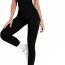 Workout Jumpsuits for Women Adjustable Spaghetti Strap Leggings Bodysuit Square Neck Sleeveless One Piece Yoga Unitard, Size: L