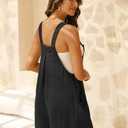 GRECERELLE Jumpsuits For Women Summer Short Overalls Casual Sleeveless Adjustable Loose Women's Rompers with Pockets 2026 (Black, L)