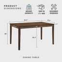 Lexicon 55.5" Dining Table for 4, Modern Rectangular Dining Room Table, Wood Dining Table, Modern Wood Table with Solid Wood Leg for Kitchen/Dining/Living Room, Easy Assembly, Chestnut