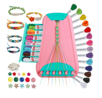Arts and Crafts for Kids Ages 8-12,Friendship Bracelet Making Kit for Girl,Kids Jewelry Making Kit with 28 Pre-Cut Threads,Christmas Birthday Gifts for Ages 6 7 8 9 10 11 12 Year Old Pink/Cyan