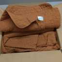 HORIMOTE HOME 100% Cotton Quilt Set Queen Size, Burnt Orange Pre-Washed Bedspreads Coverlet Set with Cobblestone Pattern, Cozy Lightweight Stitching Decorative Bedding Cover for All Season