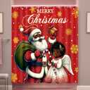Tieshankao Christmas Black Santa Claus Girl Shower Curtain Bathroom Decor with 12 Hooks 72 x 72 Inches Xmas Decorations