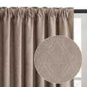 GIGIZAZA Taupe Velvet Curtains 63 Inch Long for Living Room,2 Panels Luxury Vintage Drapes Floral Embossed Blackout Window Curtain Back Tab Thermal for Bedroom