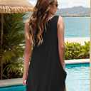 MISFAY Women's Summer Casual T Shirt Dresses Beach Cover up Tank Dress (Black, L)
