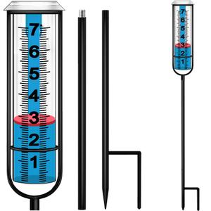 JMBay Rain Gauge Outdoor, Accurate rain gauges Outdoors Best Rated, Tall rain Gauge for Yard with Stake, Decorative rain Measure Gauge for Garden, Deck, Lawn with red Floating Buoy, Adjustable Height
