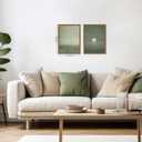 Framed Japanese Zen Wall Art Set of 2, Minimalist Sage Green Flying Duck Canvas Wall Decor Paintings, Modern Sunset Landscape Artwork Prints Picture for Living Room Bedroom Bathroom 12x16 Inch