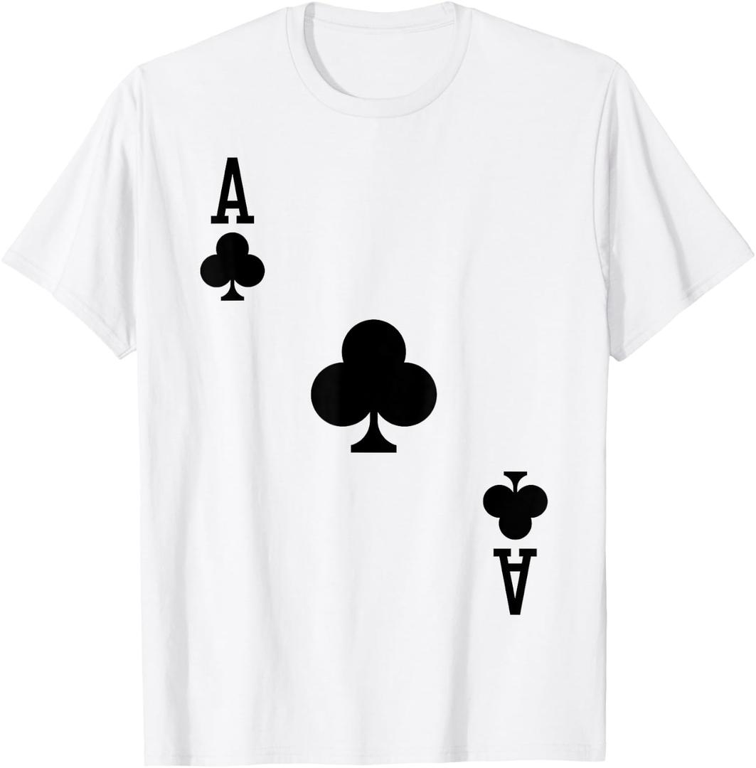 Ace of Clubs Costume T-Shirt Halloween Deck of Cards T-Shirt (White, M)