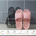 Shower Shoes for Adult Comfortable and Soft Slippers Quick Dry Non-Slip with Drain Holes for Bathroom (10.5-11 Wide Women/9-10 Wide Men, Black)