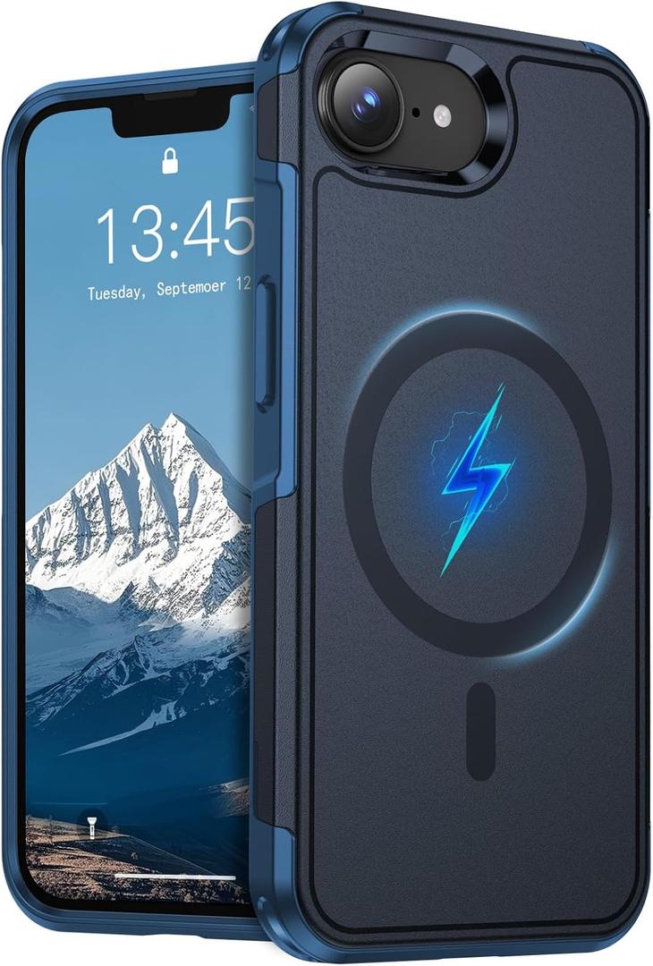 for iPhone 16e Case, [Compatible with MagSafe][Military Grade Drop Protection][Anti-scrach] with Magnetic Heavy Duty Shockproof Phone Case -Blue
