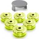 Weed Wacker String Replacement for Ryobi One Plus+ AC80RL3, 11FT 0.080 Edger String, String Trimmer Refill Compatible with Ryobi 18V 24V 40V Cordless Trimmers (6 Spools & 1 Cap)