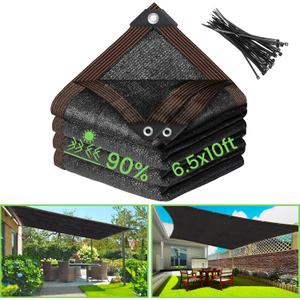 Riare 90% Black Shade Cloth- 6.5 x 10 FT Sunblock Garden Shade Cloth, Sun Shade Mesh Tarp with Reinforced Grommets for Greenhouse, Garden, Patio, Backyard, Plants, Pergola, Chicken Coop