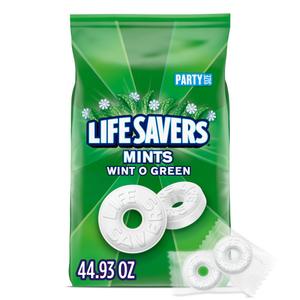 LIFE SAVERS Wint-O-Green Summer Candy Individually Wrapped Hard Mints, Party Size, 2.8 LB Bulk Bag (EXP 04/01/26)