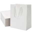 FISHLONO White Gift Bags With Handles, 8x5x10 Inches Medium Gift Bags Bulk, White Kraft Paper Bags for Wedding Shopping Party Birthday Business Baby Shower (30)