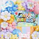 Blue Dog Birthday Party Decorations for Girls & Boys - Cartoon Theme Balloon Arch Kit with Backdrop, Fringe Curtains & Bone Foil Balloons - Easy Setup Party Supplies for 1st 2nd 3rd Bday