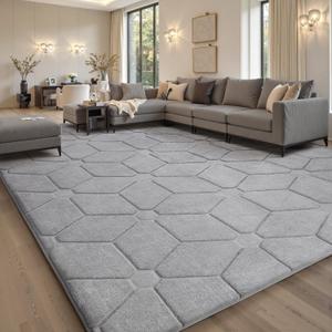 Sour Lemon 10x14 Area Rugs for Living Room, Soft Large Area Rug Fluffy Grey Rugs for Bedroom, Machine Washable Area Rug Non Slip Carpet Rug for Living Room Playroom Kids Room Home Decor