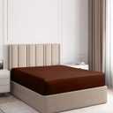 DAN RIVER 100% Cotton Jersey Fitted Sheet, Full, Brown, 16 Inch Deep Pockets, Ultra Soft & Breathable, Stretchy Knit Fabric, Fitted Bed Sheet for Queen Mattress