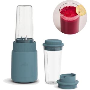 bella Portable Rocket Blender, Juicer & Smoothie Maker, Press & Twist Design, EverGood & BPA Free Dishwasher Safe Parts, 4 Tip Stainless Steel Blade, Cord Wrap, 240 Watt Motor, Surf (1.7 Cup)