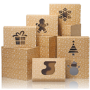 COTOPHER 12Pcs Christmas Cookie Boxes with Window, 8x6x2.5 inch Brown Bakery Boxes for Gift Giving, Brown Cake Boxes Holiday Pastries Boxes for Cakes Muffins Donuts Chocolate Strawberries