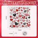 72"x72" Valentines Shower Curtain for Bathroom with 12 Hooks, Oil Painting Red Black Pink Heart Valentine's Day Shower Curtain for Bathroom Heart Decorations Romantic Waterproof Bath Set