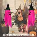 Halloween Decorations, 2 Pack Pink Pumpkin Wizard Hat Pre-Installed Pumpkin Ghost Ghosts Witch Hanging Ornaments Decor