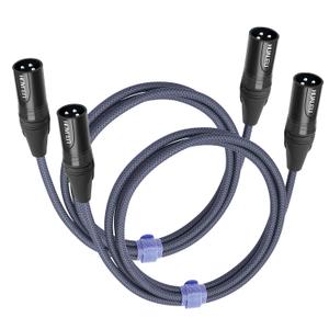 6FT 3Pin XLR Male to Male Audio Cable,3 Pin Male to Male Microphone Cable with Oxygen-Free Copper,Silver Plated Studio Mixer Amplifier Adapter cable-2Pack