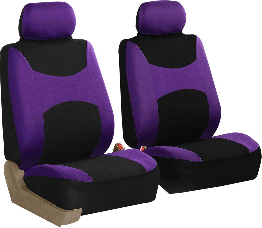 TLH Light and Breezy Flat Cloth Automotive Car Seat Covers Front Set Only, Airbag Compatible, Purple Color Universal Fit Car Seat Protector for Cars, Auto, Trucks, SUV