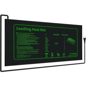 LOCONHA Seedling Heat Mat for Seed Starting,10" x 20.75" Waterproof Heating Pad for Indoor Plants Germination (Black 1 Pack)