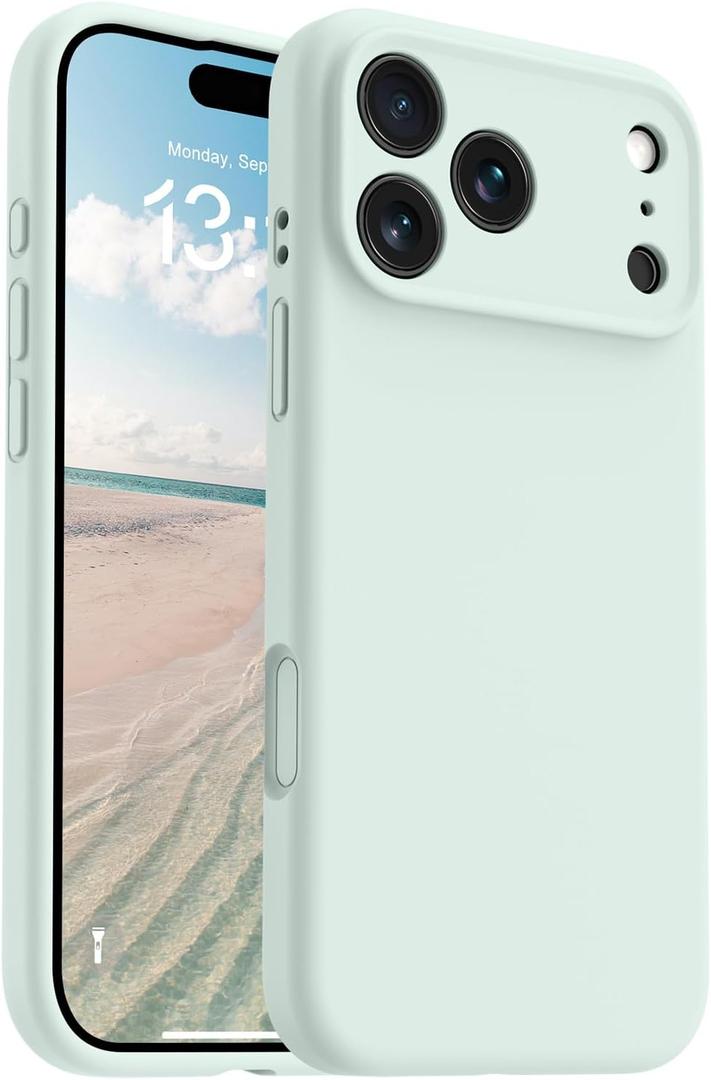 OTOFLY Magnetic for iPhone 17 Pro Max Case,Compatible with Magsafe,Classic Liquid Silicone Mobile Phone Case,Integrated Camera Control Button,Anti-Scratch Microfiber Lining, Mint Green