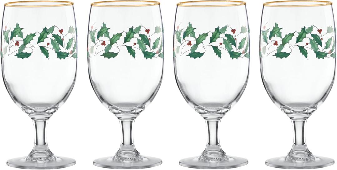 Lenox 849606 Holiday 4-Piece Iced Beverage Glass Set, Christmas Dinnerware, Hosting